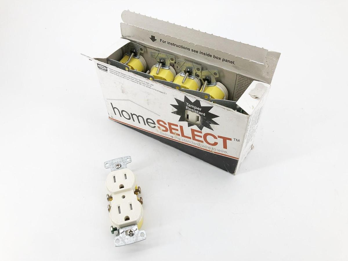 Box of 10 New Hubbell RR15SLAWRTR Duplex Receptacles 15A 125V