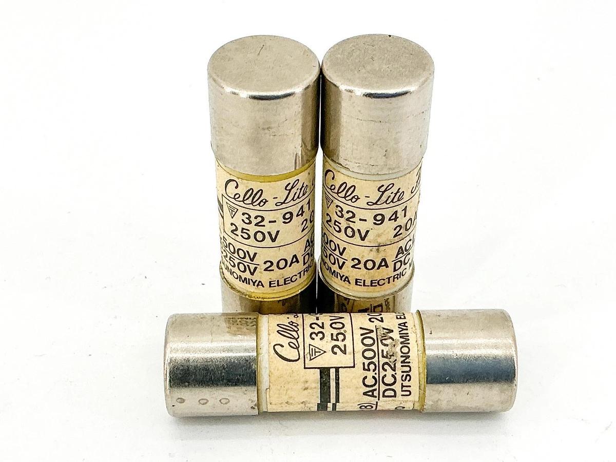 New Lot of 3 Cello-Lite 32-941 Fuse 20A 250V - No Box