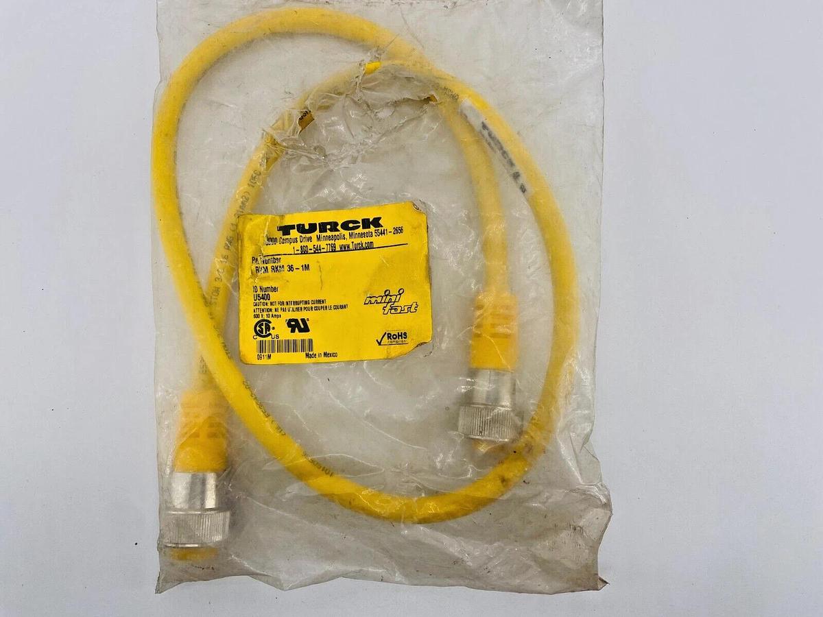 New Turck RSM RKM 36-1M Actuator and Sensor Cordset Male Female 3 Pin U5400