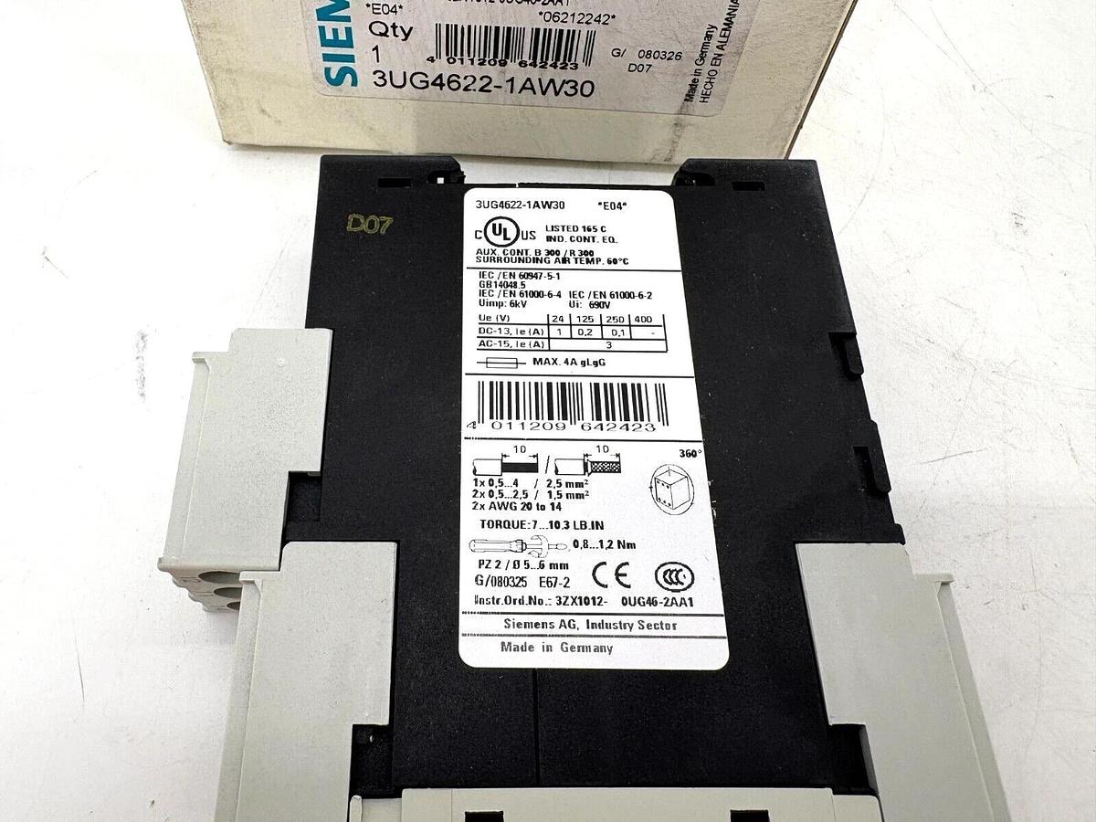 New Siemens 3UG4622-1AW30 Digital Current Monitoring Relay .05-10A Range