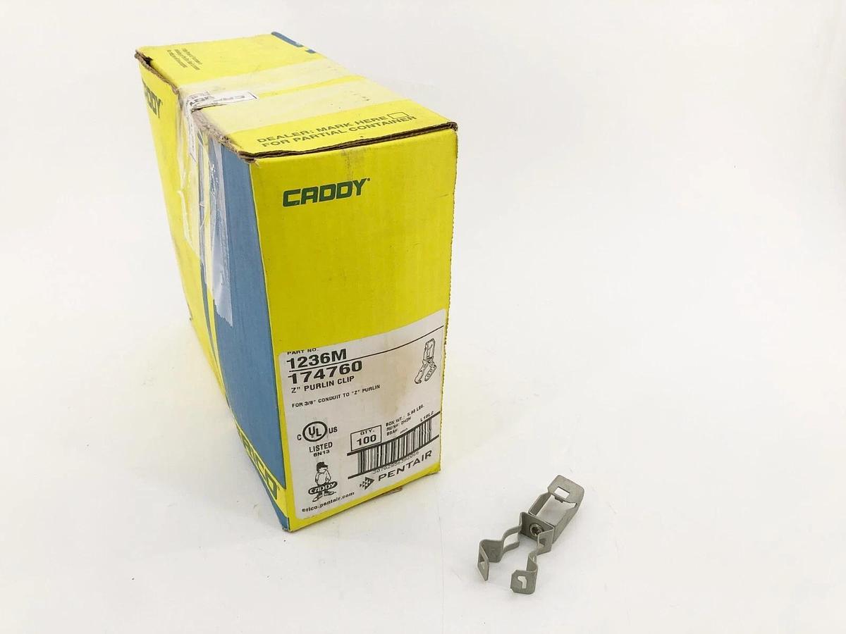 Box of 100 New Caddy 1236M Conduit & Purlin Clips 3/8" Conduit To "Z" Purlin