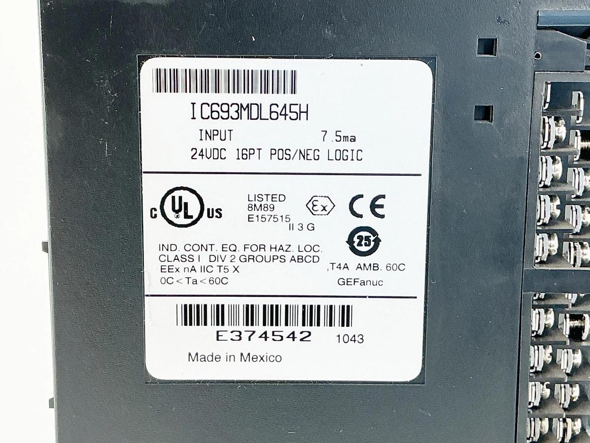 Used GE Fanuc IC693MDL645H 24VDC 16PT POS/NEG Logic PLC Module 7.5MA
