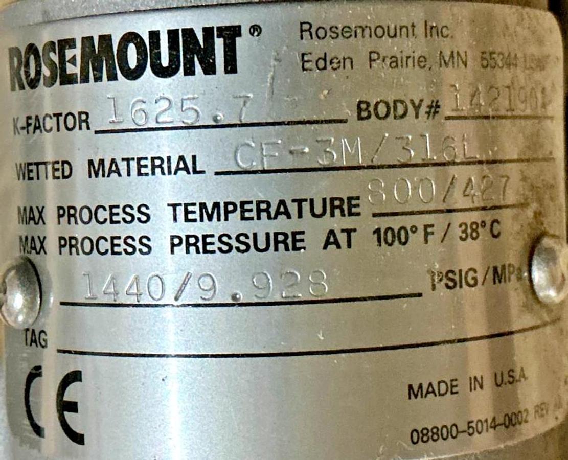 New Emerson Rosemount 8800DF005SA6E1D1R70 Vortex Flow Meter 800/427 1440PSIG