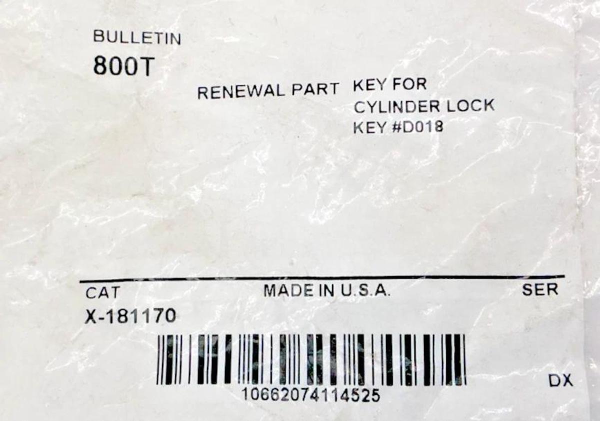 New Allen Bradley X-181170 Renewal Part Key for Cylinder Lock Key #D018