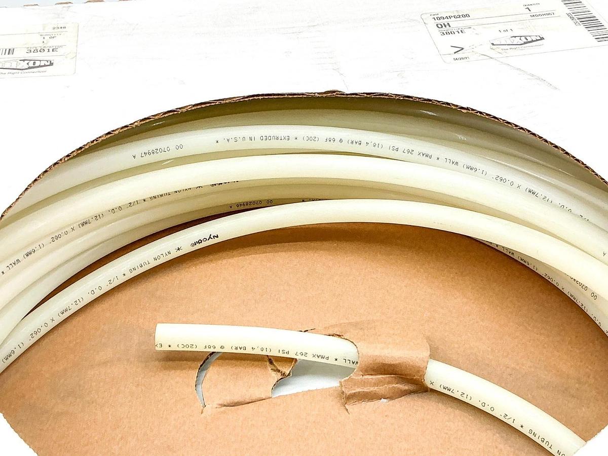 New Dixon 1094P6200 100' Natural Color Nylon 12 Tubing 1/2"OD .375"ID .062 Wall