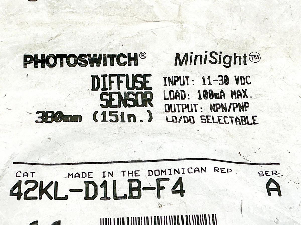 New Allen Bradley 42KL-D1LB-F4 Photoswitch Diffuse Sensor 11-30VDC 100mA Ser.A