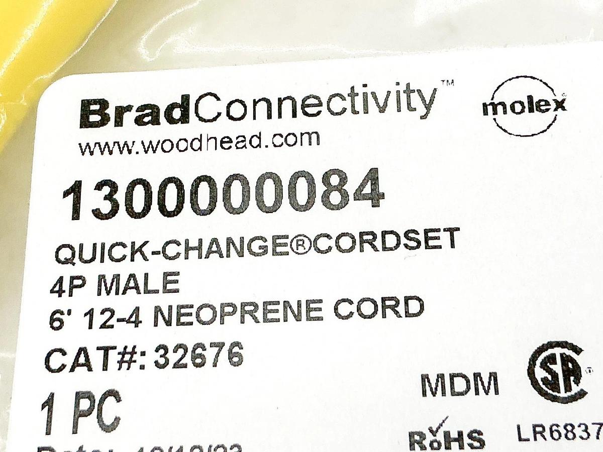 New Brad Connectivity 1300000084 Quick Change Cordset 4P Male 32676