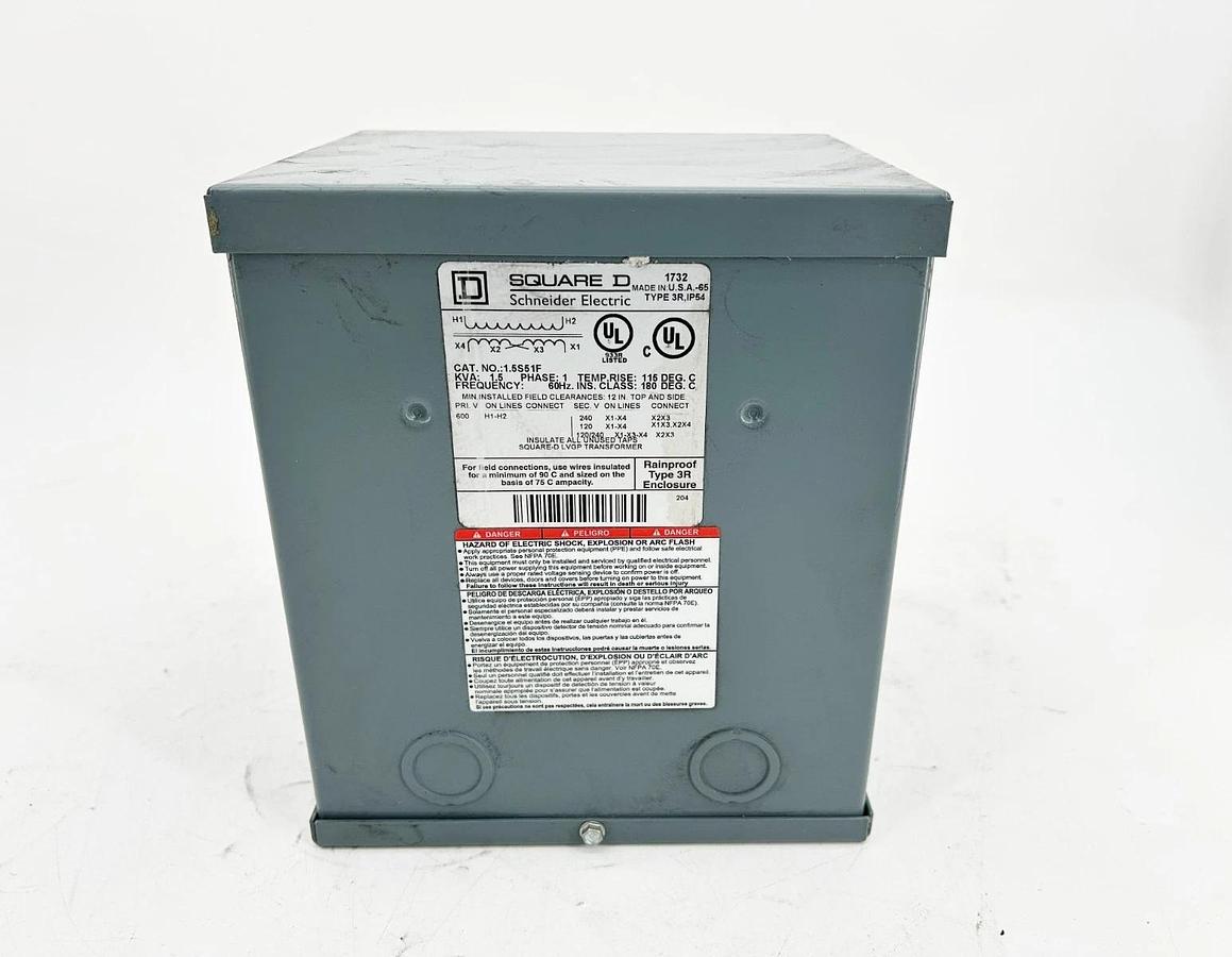 New Square D 1.5S51F Transformer 600V 1.5KVA 60Hz General Purpose