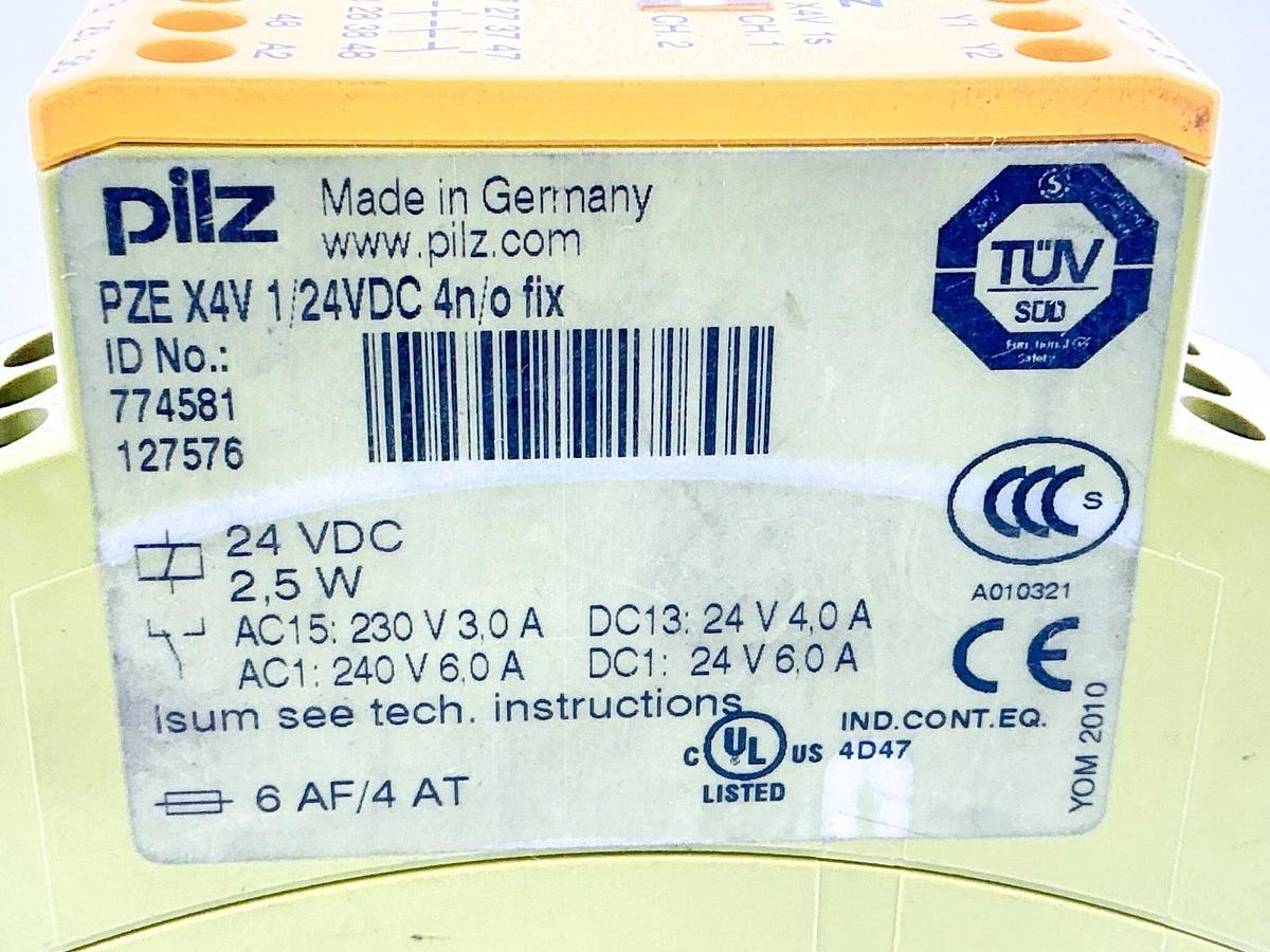 New Pilz PZEX4V1 Safety Relay 24V 2.5W PZEX4V1/24VDC4n/o FIX 774581 - No Box