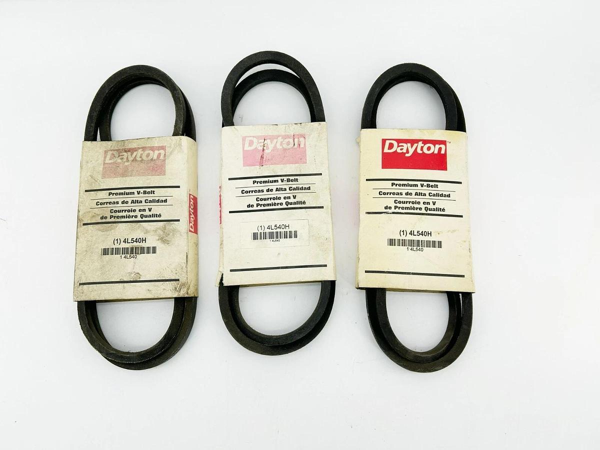 Lot of 3 New Dayton 4L540H Premium V-Belts, 1/2" x 54"