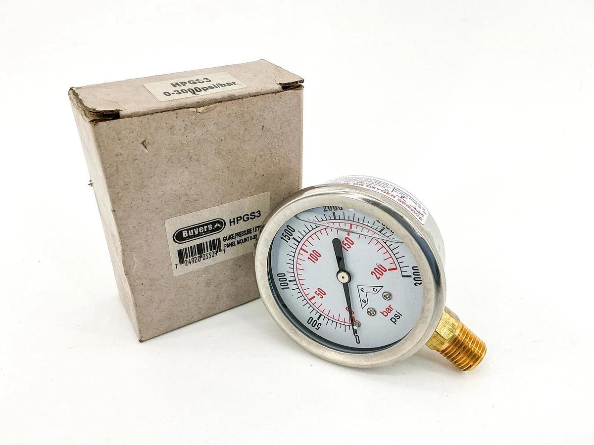 New Buyers HPGS3 Pressure Gauge 0-3000PSI 1.5" Dial