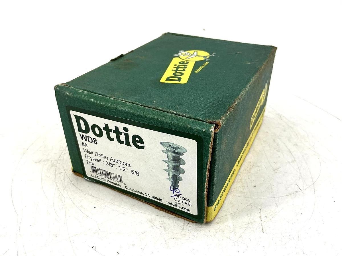 Box of 40 New Dottie WD8 Wall Driller Anchors #8 Zinc Drywall 3/8", 1/2", 5/8"