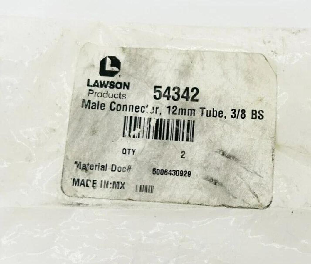 Lot of 5 New Lawson 54342 Male Connectors, 12mm Tube, 3/8 BS