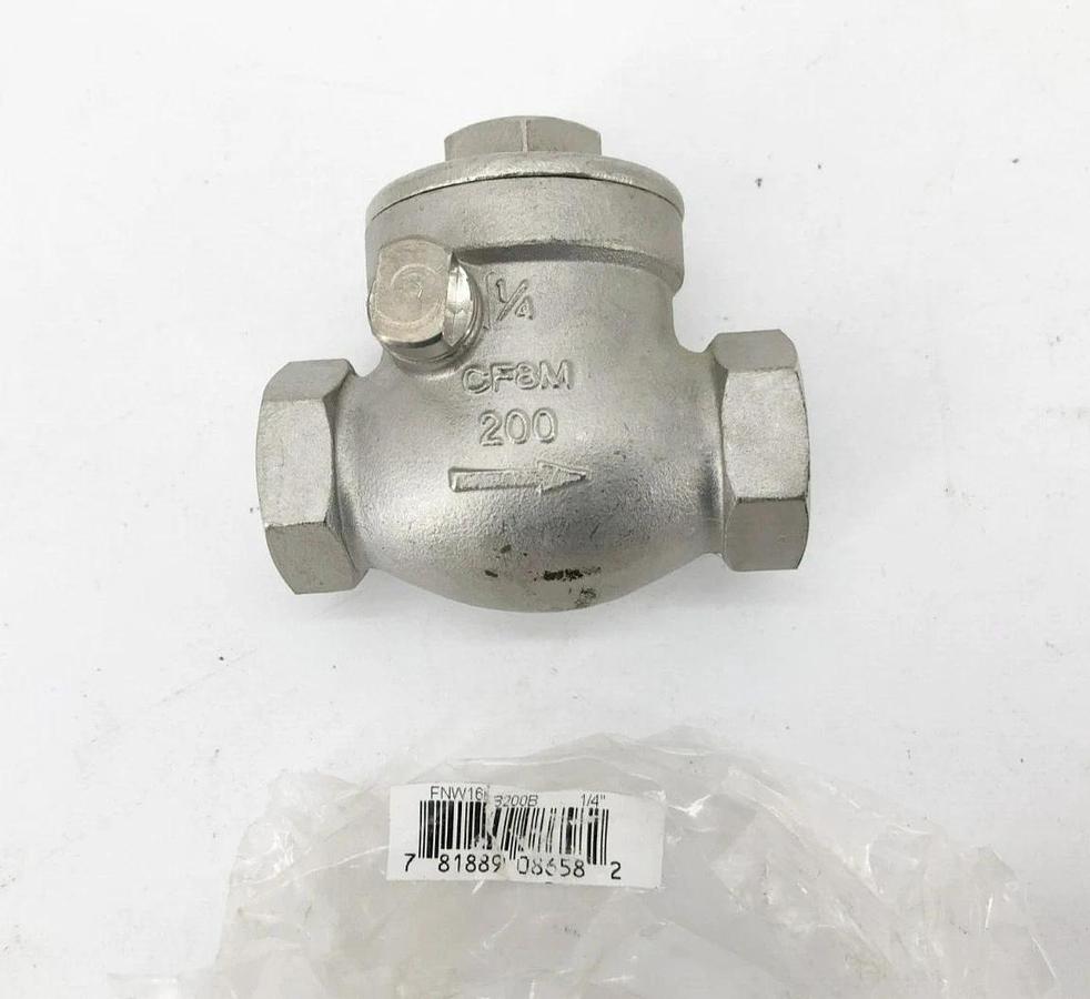 New FNW FNW16B200B Stainless Steel Check Valve 1/4" 200 WOG CF8M
