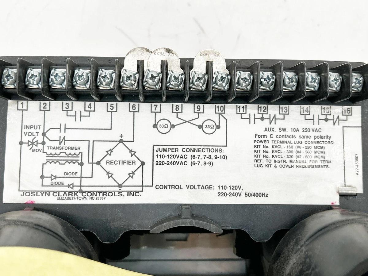 New Joslyn Clark VC77U02415-76 Contactor VC Series 2P 110/120V 160A 50/60Hz