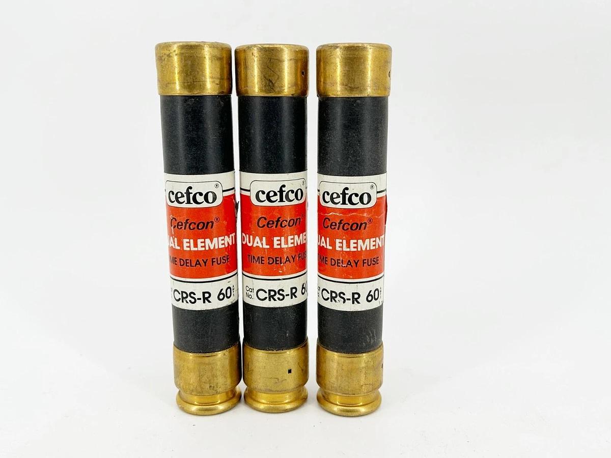 Used Lot of 3 Cefco CRS-R-60 Dual Element Time Delay Fuse 60A 600V Class RK5