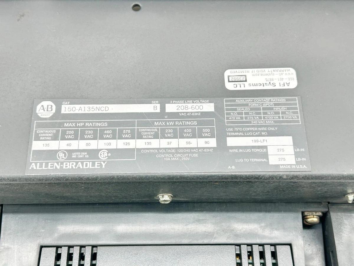 Used Allen Bradley 150-A135NCD Motor Controller 135A 3PH 600V 275 Torque 199-LF1