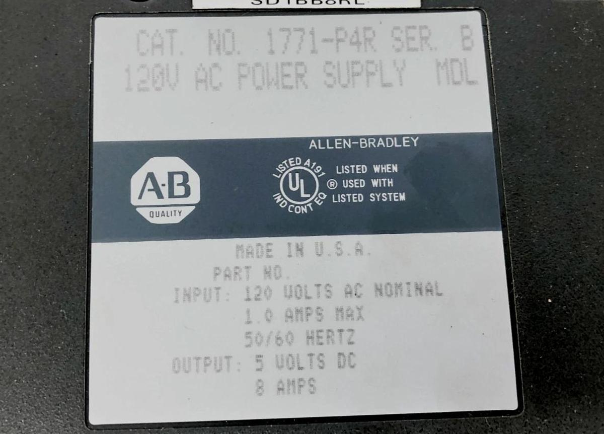 Used Allen Bradley 1771-P4R Ser. B Power Supply Module 120VAC