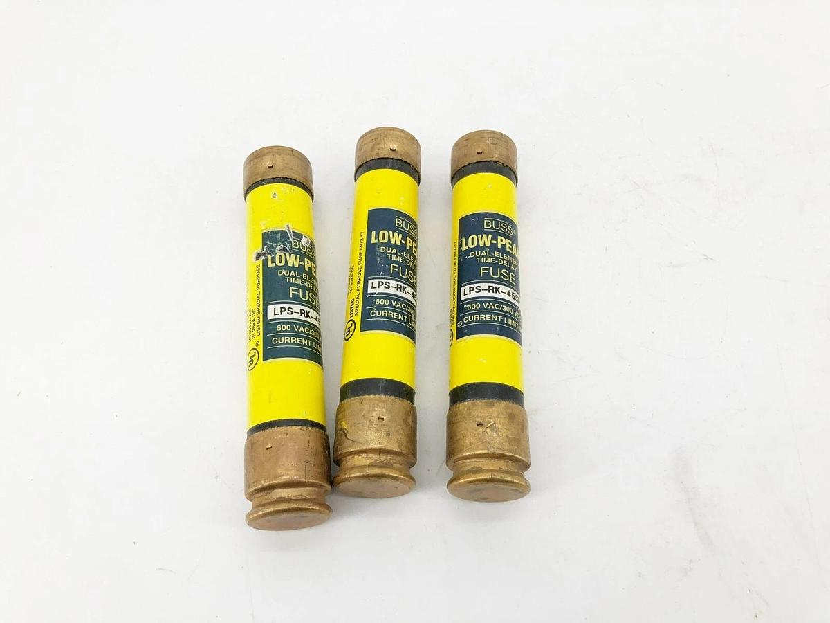 Lot of 3 New Bussmann LPS-RK-45SP Time Delay Fuses 45A 600VAC Class RK1