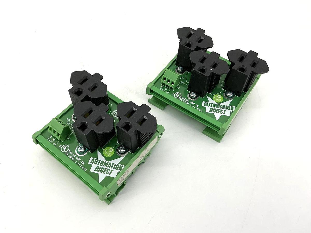 Lot of 2 New Facts Engineering FA-REC3 DIN Rail Receptacle 3-Outlet 15A 125VAC