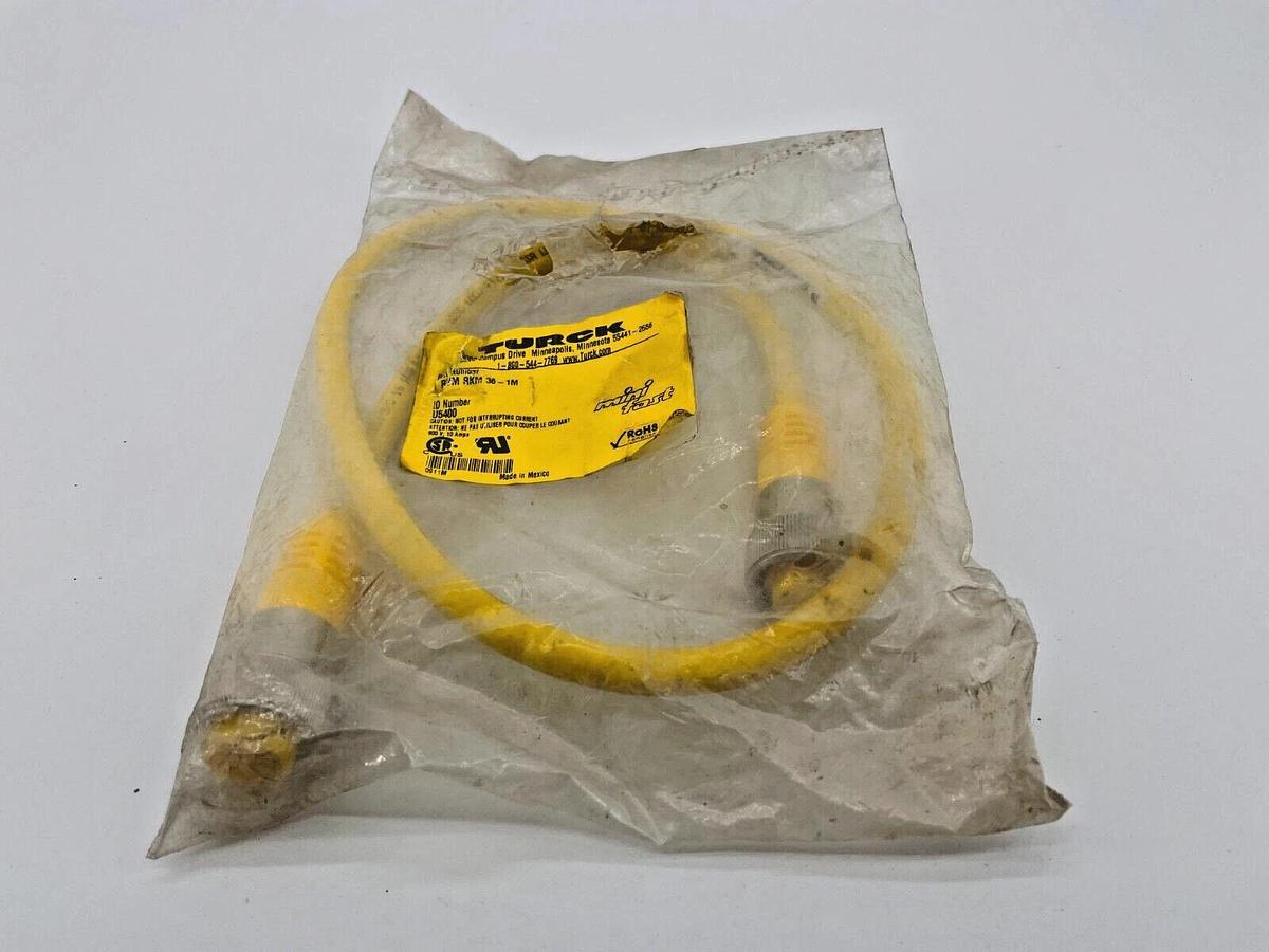 New Turck RSM RKM 36-1M Actuator and Sensor Cordset Male Female 3 Pin U5400