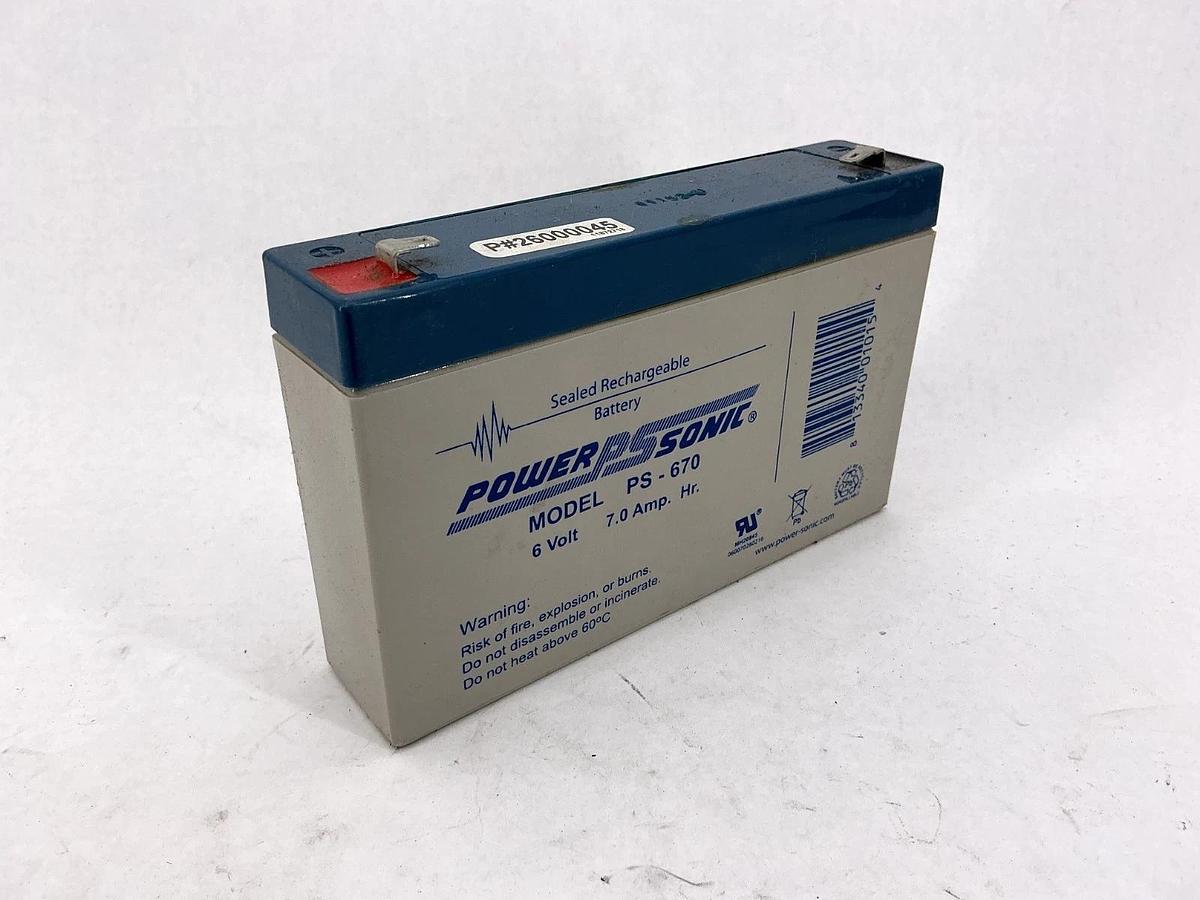 Used Power PS Sonic PS-670 Sealed Rechargeable Battery Lead Acid Battery 6V 7.0A Hr.