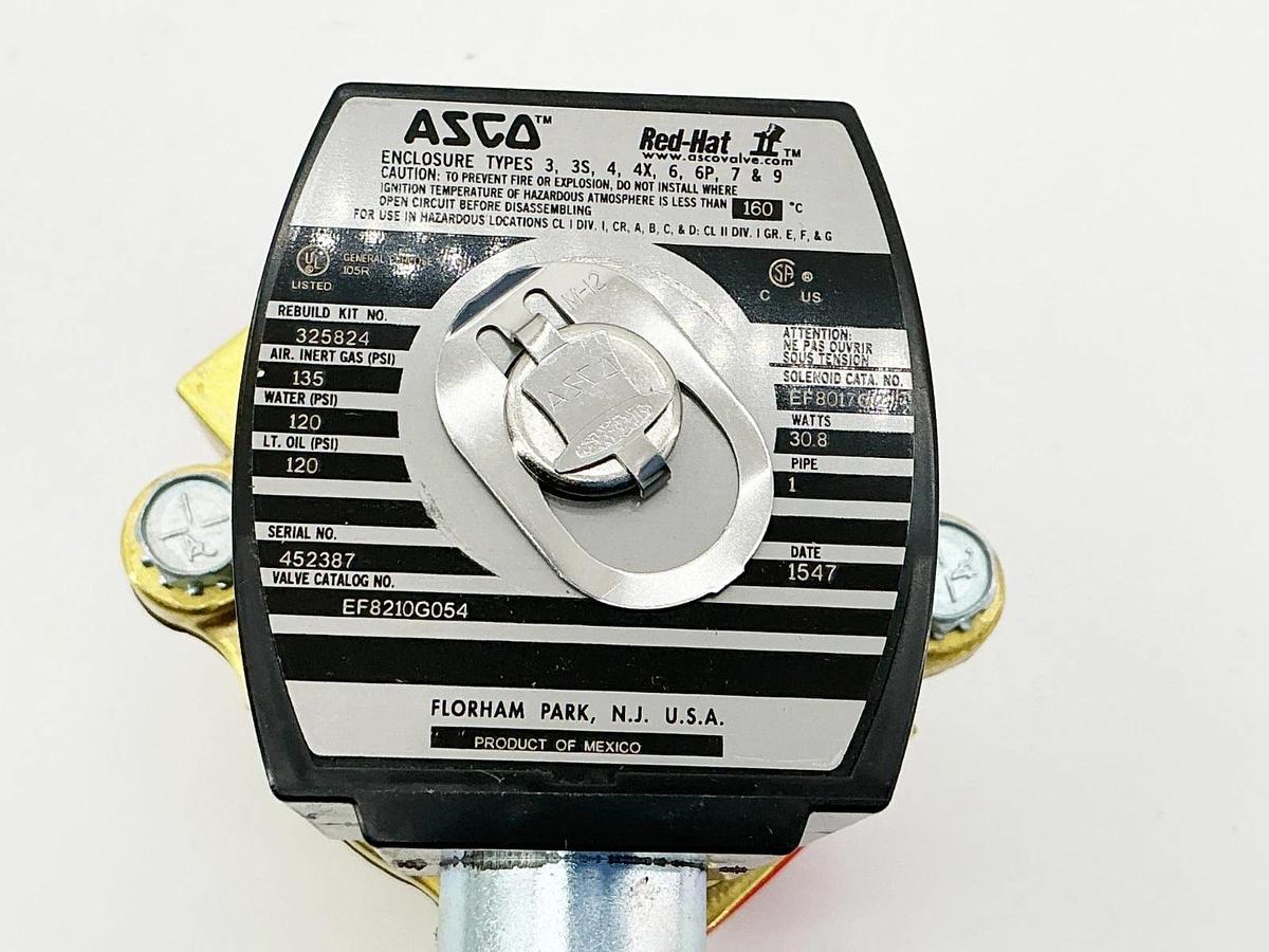 New Asco EF8210G054 24VDC Solenoid Valve 135PSI 1" Pipe 30.8W