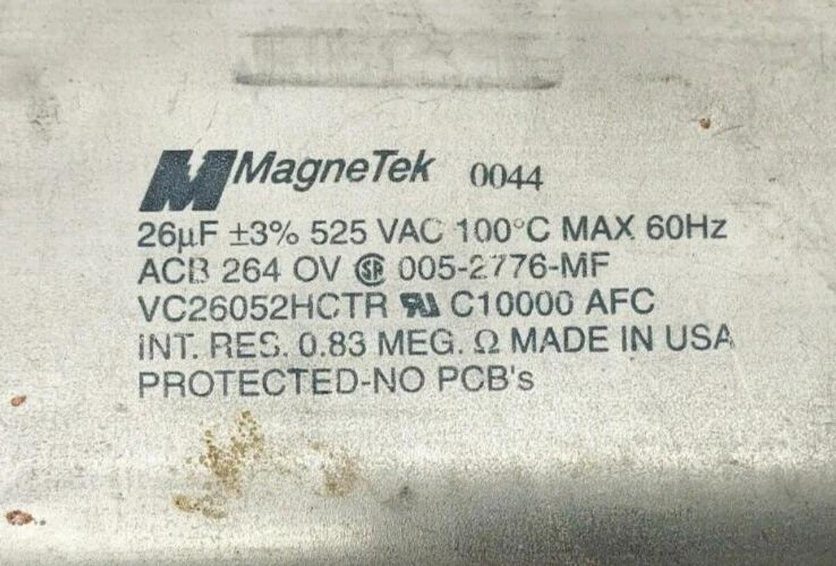 Used Magnetek VC2605HCTR Capacitor 525VAC 100°C Max