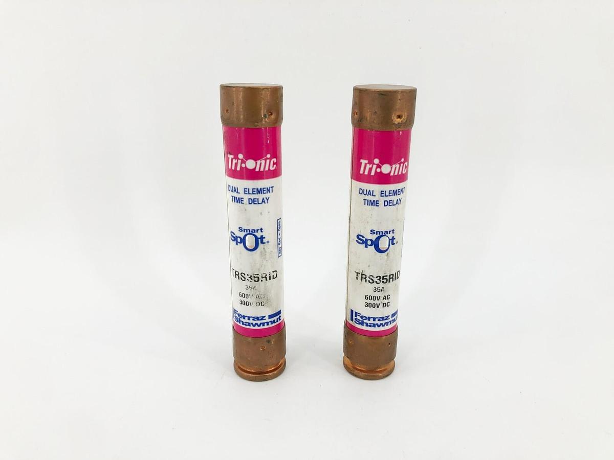 Lot of 2 New Ferraz Shawmut TRS35RID Dual Element Time Delay Fuses 35A 600V