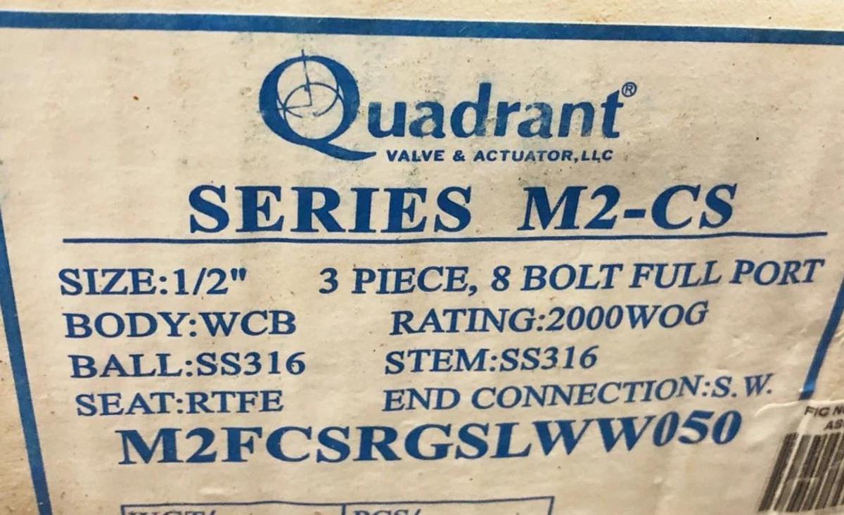 New Quadrant M2FCSRGSLWW050 Ball Valve 1/2" Class 800 2000WOG - No Box
