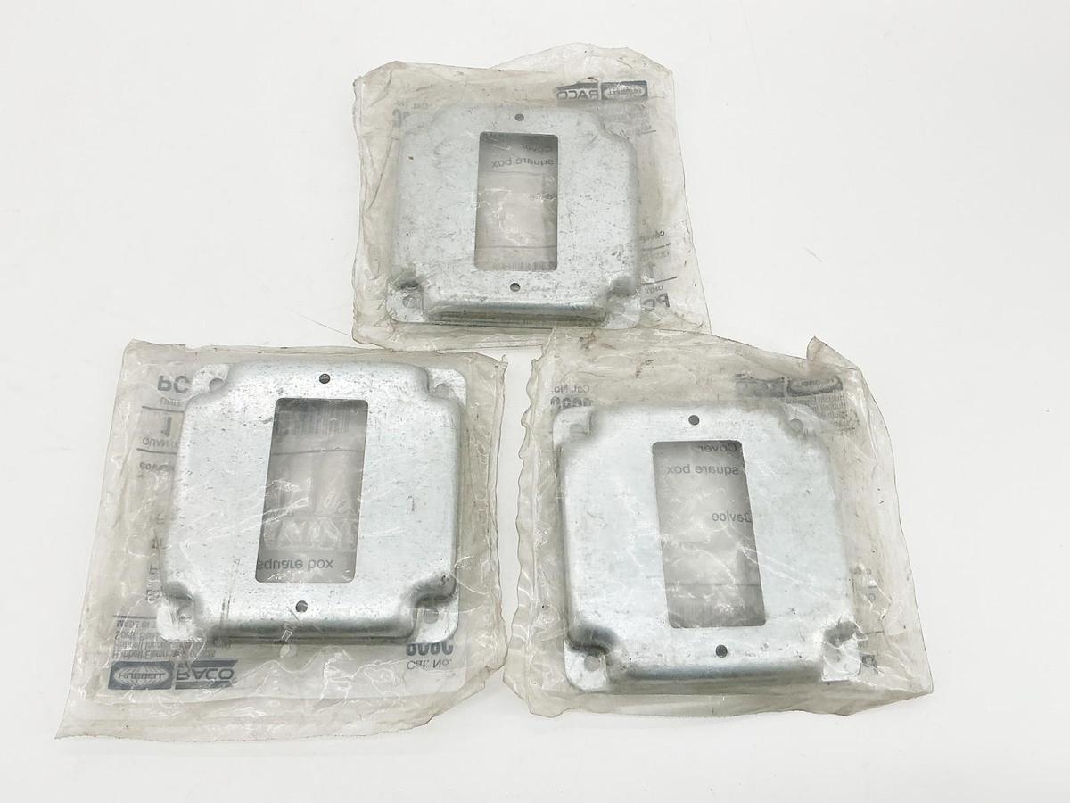 New Lot of 3 Hubbell 808C ExposedWork Cover 4” Square 1/2” Raised
