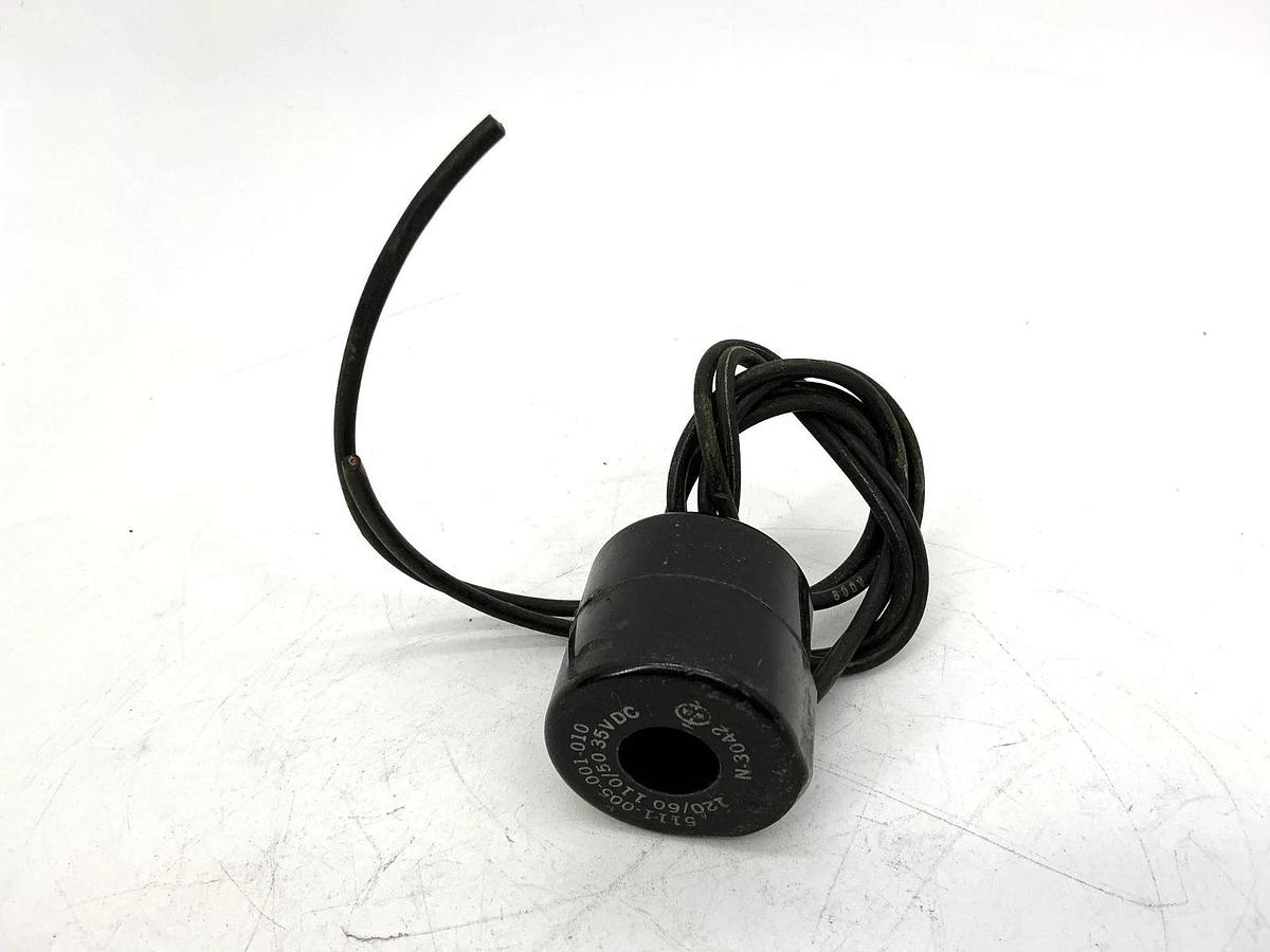 Used 5111-005-001-010 Solenoid Coil 2-Wire 110/120VAC 50/60HZ 35VDC 5111005001010