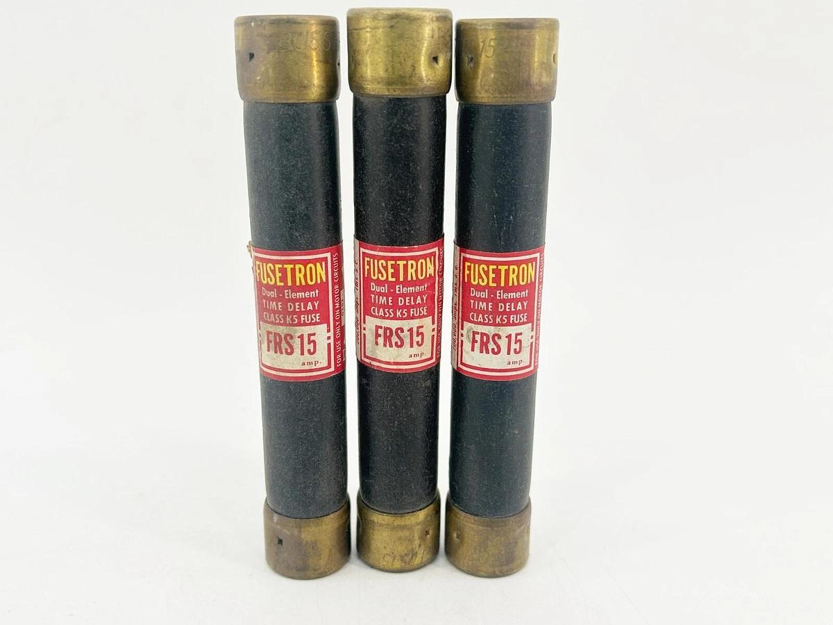New Lot of 3 Bussmann FRS-15 Time Delay Dual Element Fuse 15A 600V Class K5