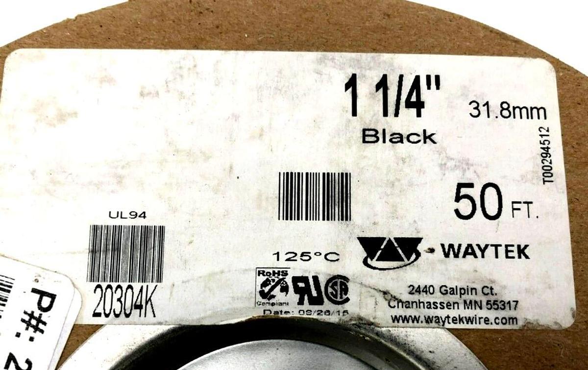 New Waytek 20304K Braided Insulation Sleeve 50FT., 31.8mm, 1/-1/4" Black