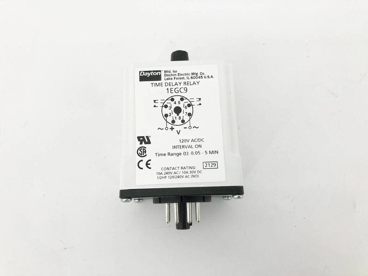 New Dayton EGC9 Time Delay Relay 120VAC/DC 0.05-5 min.