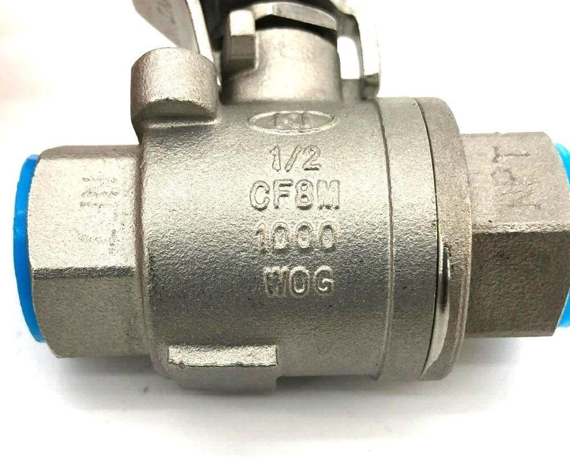 New Merit KV210FP-08 Ball Valve, 1/2" NPT, Stainless Steel, Full Port, 1000lb.