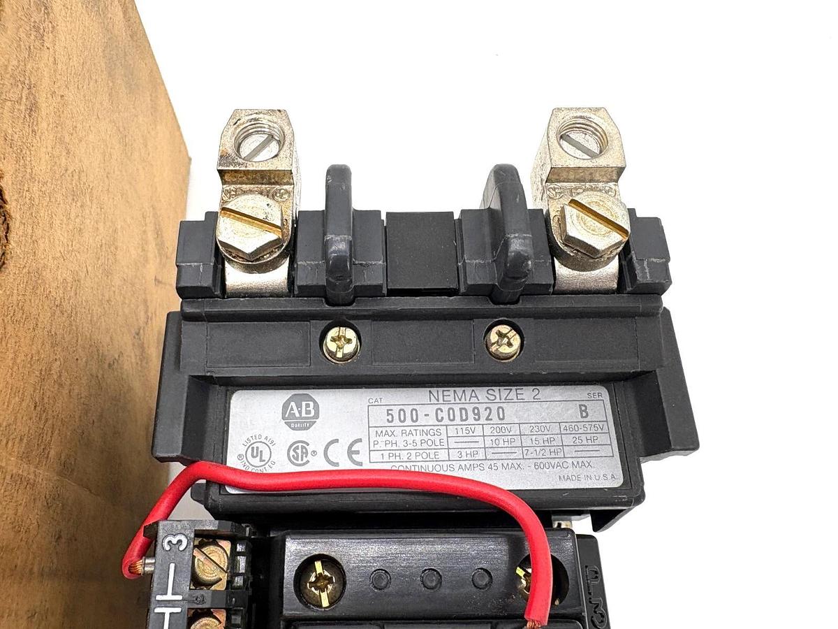 New Allen Bradley 500-COD920 Ser. B AC Contactor NEMA Size 2 110/120V Coil 2P