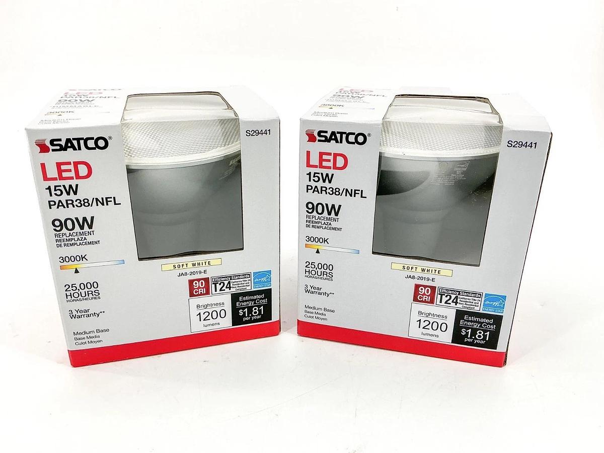 Lot of 2 New Satco S29441 LED Bulb Soft White 15W 120V 1200 Lumens 3000K