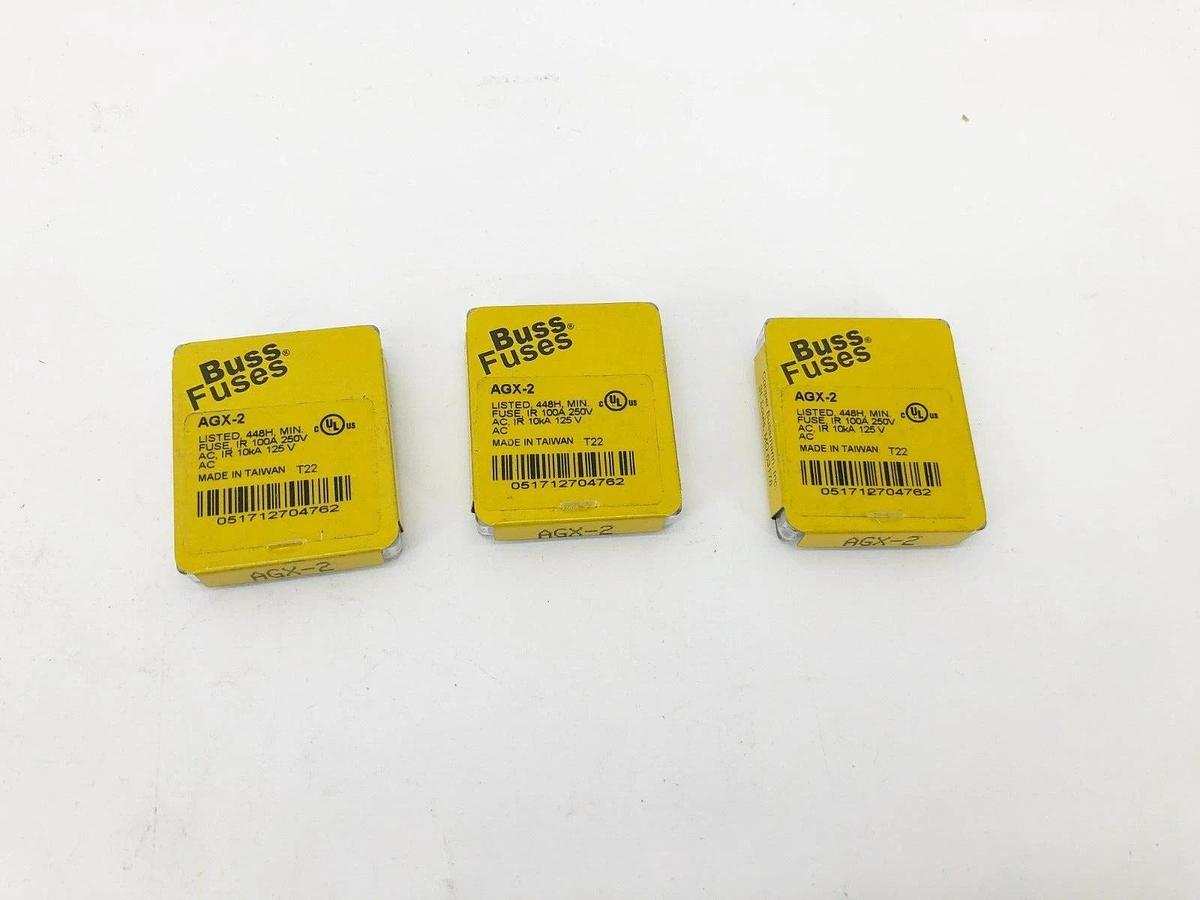 Lot of 12 New Bussmann AGX-2 Mini Fuses 2A 250V 1/4" x 1"