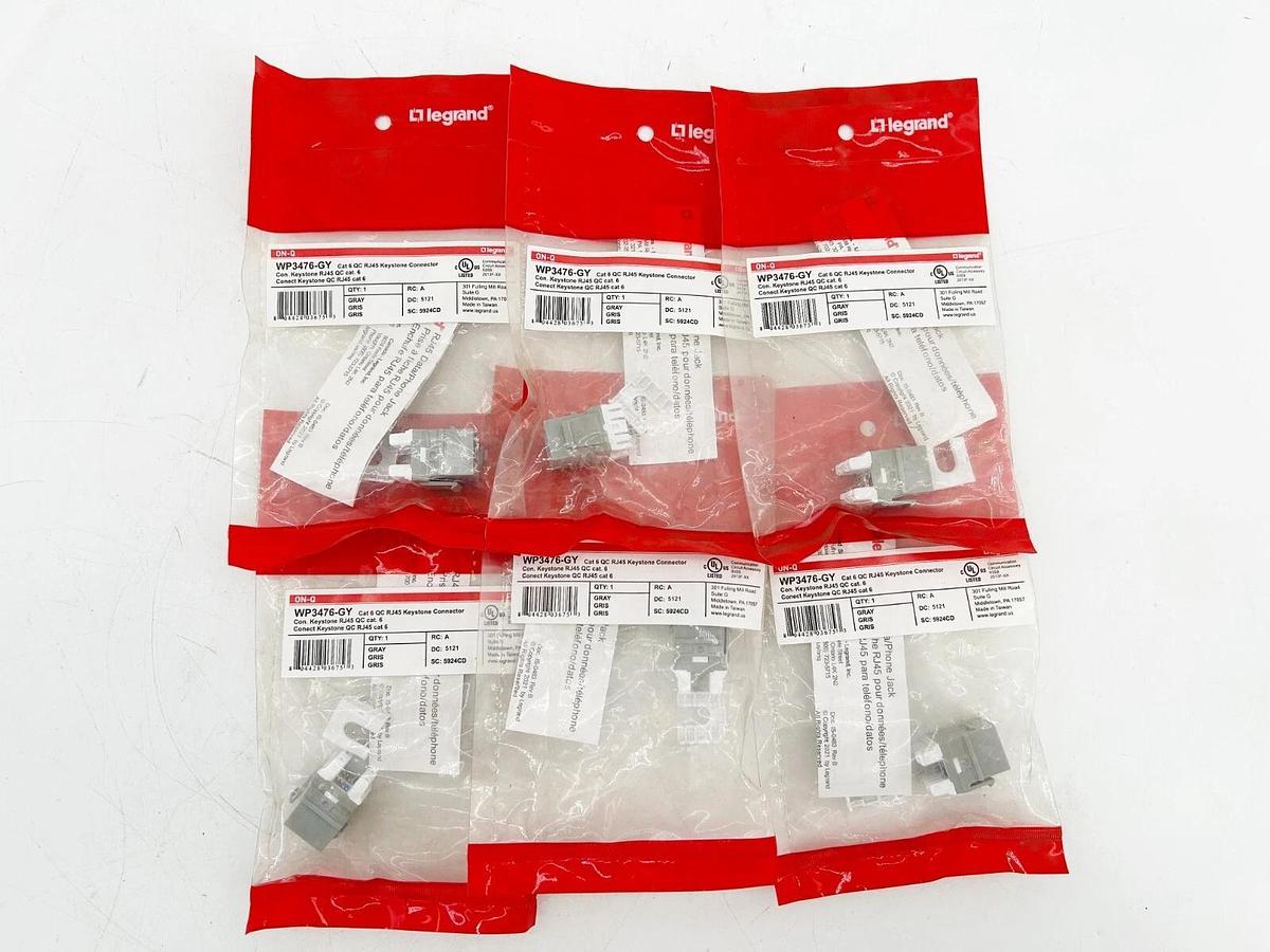 New Lot of 6 Legrand Cat 6 QC RJ45 Keystone Connector