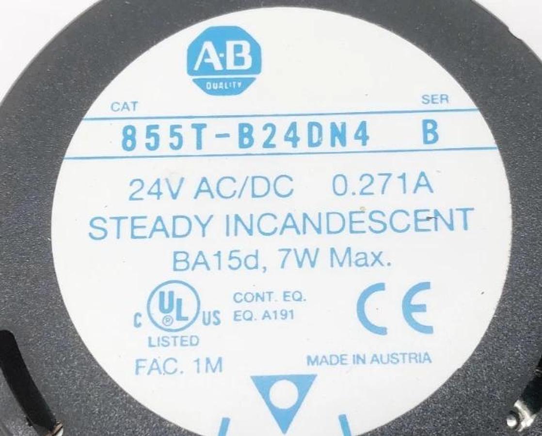 Used Allen Bradley 855T-B24DN4 Ser. B Red Stack Light Steady 24VAC/DC