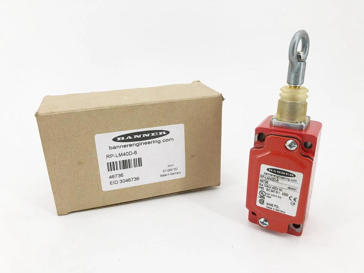 New Banner Engineering RP-LM40D-6 Rope Switch 400VAC 10A 6m Range 46736