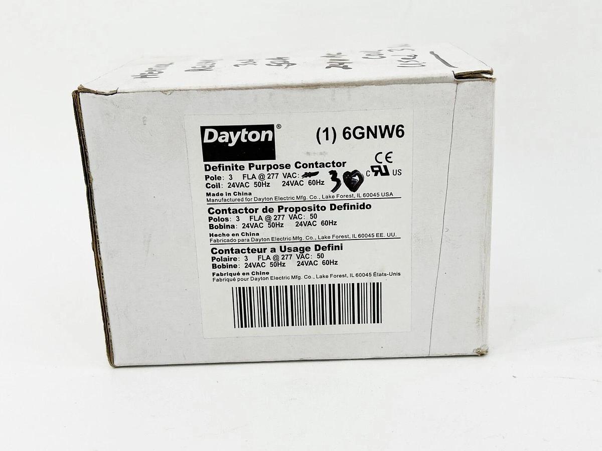 New Dayton 6GNW6 Definite Purpose Contactor 3P 277VAC 50/60Hz