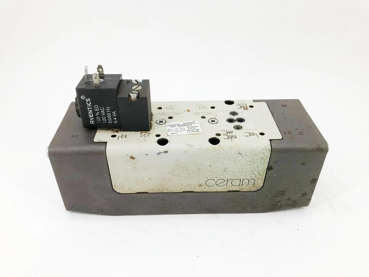 Used Aventics R432006321 Pneumatic Directional Valve 5-Way 150psi Size 4 120VAC