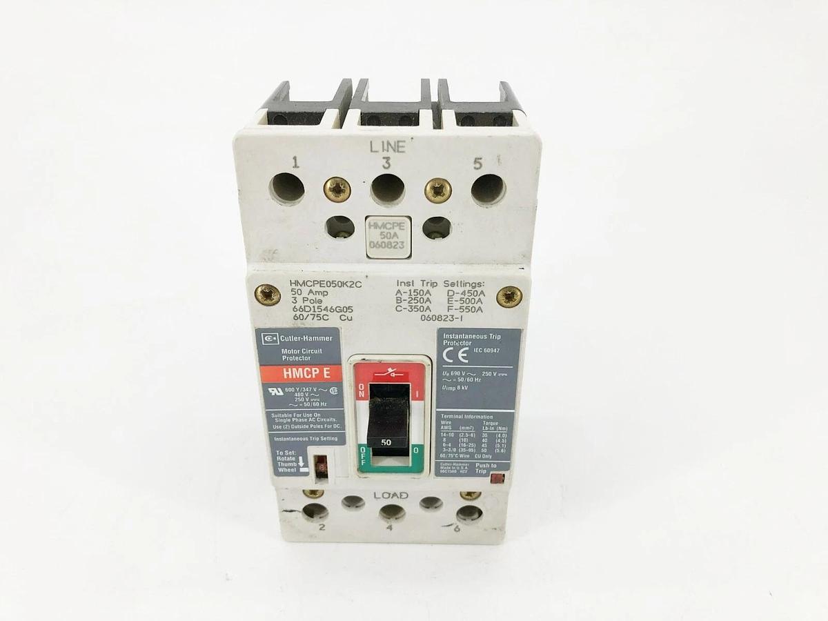 Used Cutler Hammer HMCPE050K2C Motor Circuit Protector Breaker 3P 50 480V