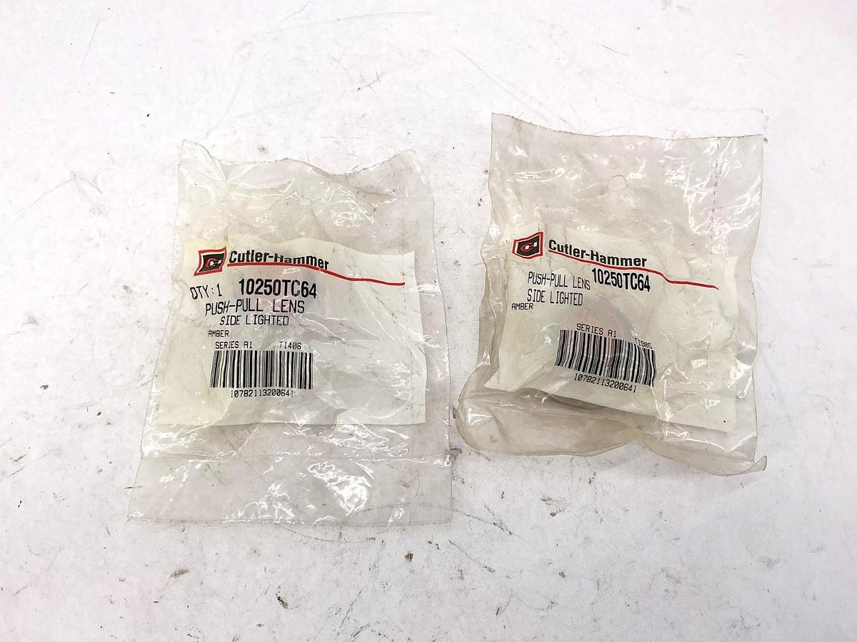 Lot of 2 New Cutler-Hammer 10250TC64 Ser A1 Push-Pull Lens Side Lighted Amber