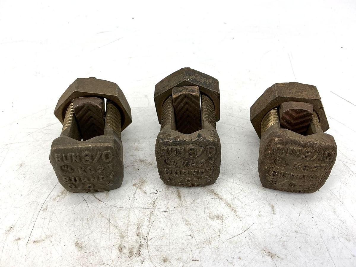 Used Lot of 3 Burndy KS27 Split Bolt Connector Copper RUN 3/0 3/0-8 TAP KS-27
