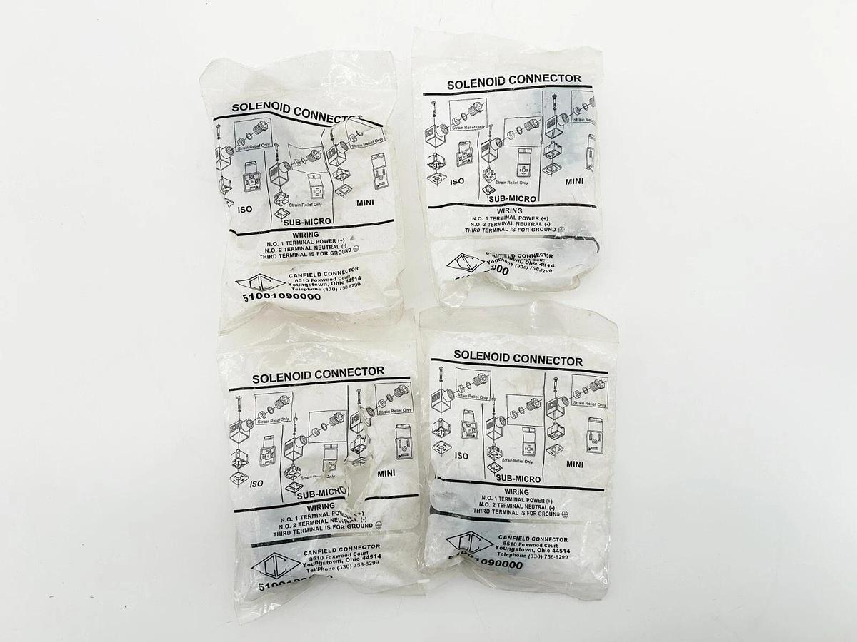 New Lot of 4 Canfield 51001090000 Solenoid Connector 2 Pin + Ground