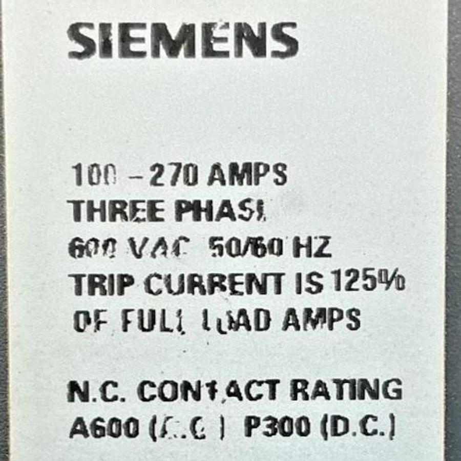 Used Siemens 48ASU3M20 Ser C Overload Relay Solid State 3PH 50/60HZ 100-270FLA