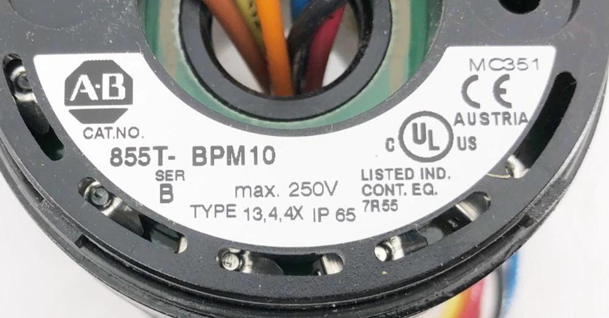 Used Allen Bradley 855T-BPM10 Ser. B Stack Light Base 250V